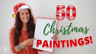 50 Christmas Painting Ideas 🎄Holiday Painting Tutorials for Beginners [upl. by Enileqcaj]