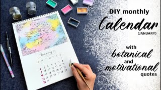 Create your own monthly calendar botanical doodle  Calligraphy  Motivational Quote DIYEmbossing [upl. by Rekyr]