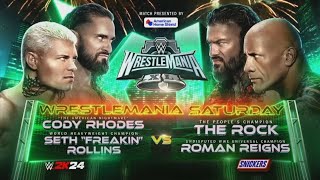 The Rock amp Roman Reigns vs Cody Rhodes amp Seth Rollins WrestleMania 40 Full Match [upl. by Yur513]