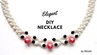 Beaded necklace Easy beading pattern for beginners Diy necklace [upl. by Orgalim]