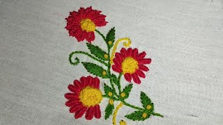 flower embroidery easy embroidery for beginners [upl. by Haney432]