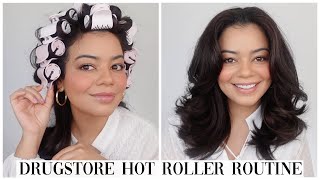 DRUGSTORE HOT ROLLER ROUTINE UNDER 40 😱 [upl. by Leviralc]