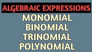 Types of algebraic expressions  monomial binomial trinomial and polynomial class 7 chapter 12 [upl. by Junno867]