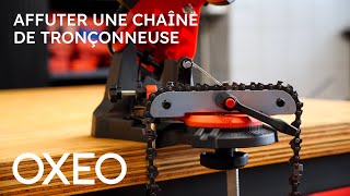 Affuter une chaîne de tronçonneuse avec une affuteuse électrique Oxeo [upl. by Saidnac]