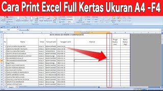 CARA PRINT EXCEL AGAR FULL KERTAS A4 ATAU F4 [upl. by Applegate]