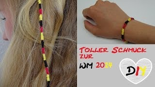 DIY Armband Freundschaftsbändchen aus Baumwolle knüpfen Vol 2  Fanartikel Schmuck zur WM 2014 [upl. by Eigna]