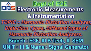 Electronic Measurements amp Instrumentation Signal Generator Harmonic Distortion Analyzer [upl. by Kimitri761]