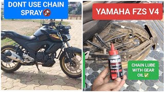 Yamaha Fzs v4 2024 l Chain lube with Gear oil l fzs v4 review l mileage l Maintainance at Home [upl. by Ellard]