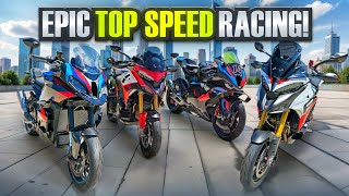 TOP SPEED RACING  BMW M1000XR vs Ducati Multistrada V4 RS amp Pikes Peak [upl. by Akcired]