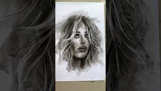 Seren Serengil’s Portrait in Charcoal  Expressive Charcoal Drawing shorts drawing [upl. by Strawn]