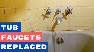 Three Handle Tub Faucet Replaced [upl. by Nenney]