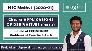 Applications of Derivatives  Part 4  Field of Economics  Exercise 44  A  Class 12th Commerce [upl. by Aneehsal788]