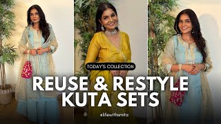 Repeating and restyling my old kurta SetsLast festive video  No need to buy a new outfit  diwali [upl. by Mintz]