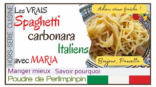 🇮🇹 Les vrais SPAGHETTI CARBONARA italiens avec Maria 🍴 [upl. by Tristan245]