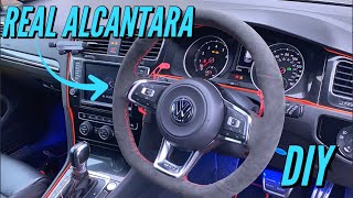 100 Alcantara Steering Wheel Wrap Tutorial  MEWANT AliExpress  Mk7 Golf GTI Mods Interior [upl. by Ahtibbat]