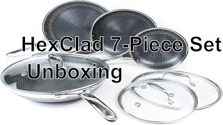 Unboxing HexClad 7Piece Hybrid Stainless Steel Cookware Set with Lids and Wok [upl. by Zeni]