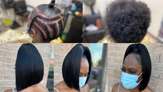 How to do a Quickweave ponytail bob on natural hair [upl. by Pittman]