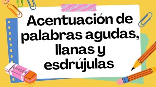 Acentuación de las palabras AGUDAS LLANAS y ESDRÚJULAS Vídeos educativos para niños [upl. by Danialah]