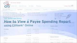 Citi QuickTake Demo How to View a Payee Spending Report using Citibank Online [upl. by Ogilvy]