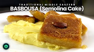 Delicious BASBOUSA Recipe ASMR  How to Make Traditional Middle Eastern SEMOLINA CAKE [upl. by Assele63]