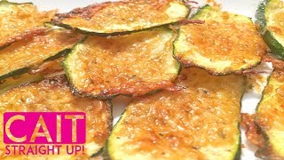 Garlic Parmesan Zucchini Crisps Recipe  Cait Straight Up [upl. by Aidahs]