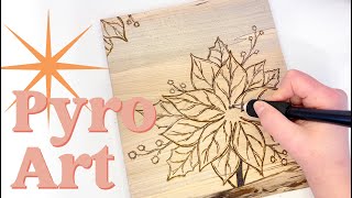 Pyrography Wood Burning Art  Wood Burning Project Ideas Poinsettia [upl. by Fleeta]