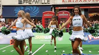 NY JETS Cheerleaders at NFL Kickoff Piccadilly [upl. by Trilbie]