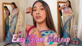 Easy Glam Indian Makeup wearing Assamese Traditional Mekhela Sador [upl. by Celia376]