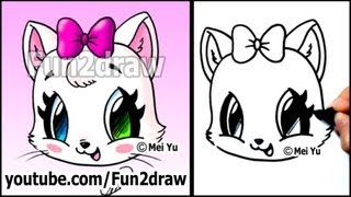 Cute Cat  How to Draw a Cat Face  Kitten with Bow EASY  Fun2draw [upl. by Sagerman889]