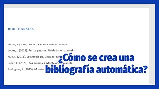 📚 ¿Cómo crear una BIBLIOGRAFÍA automática en WORD [upl. by Anelat]