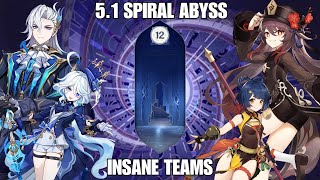 F2P HU TAO AND XIANGLING DESTROY THE NEW 51 ABYSS ft Neuvillette  Furina  Genshin Impact [upl. by Juta12]