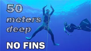 Freediving Training to the Limit  50 METERS with NO FINS [upl. by Corabelle]