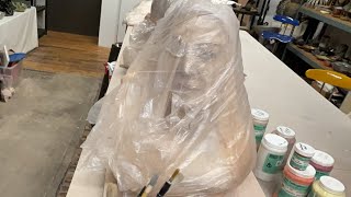 Underglaze application on a Clay Bust [upl. by Locklin]