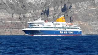 BLUE STAR DELOS Departing Santorini 19 July 2012 [upl. by Eniawed]