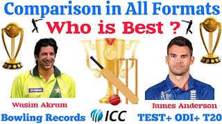 Wasim Akram Vs James Anderson Comparison in All Formats II James Anderson Vs Wasim Akram Records [upl. by Gorlicki]