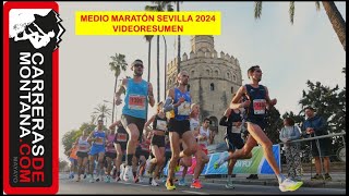 MEDIO MARATÓN SEVILLA 2024 RECORD POPULAR Y FEMENINO Videoresumen con lo mejor en 90quot con Mayayo [upl. by Rolf]