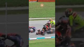 Slowmo Quartararo Miller and Binder incident at the Malaysian GP [upl. by Nosam]