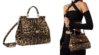 DOLCE amp GABBANA Kim Kardashian Sicily leopardprint leather glossedshoulder bag [upl. by Leonie]