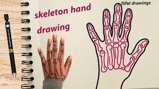 easy drawing  skeleton hand drawing  skeleton hand drawing tiktok  filfel drawings [upl. by Manwell]