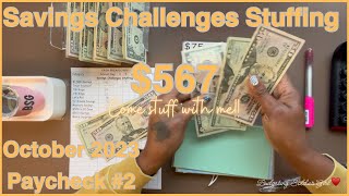 October Paycheck 2  Savings Challenges Stuffing  567 [upl. by Ahseki]