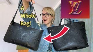 Louis Vuitton Empreinte Neverfull Pochette is an ENTIRE BAG Neverfull Pouch tour  review [upl. by Marcos441]