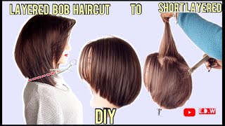 23🟡 DIY ✂️How To Cut Short Layers Bob  Carré dégradé court [upl. by Maitund331]