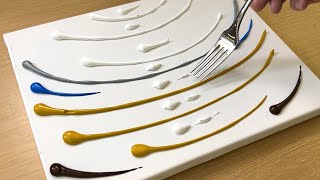 Scratch Painting Technique Using a Fork  Acrylic Painting [upl. by Butte]