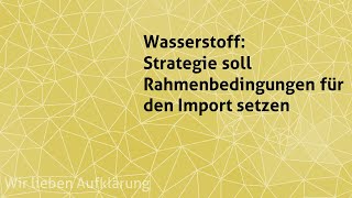 Wasserstoff Strategie soll Rahmenbedingungen für den Import setzen [upl. by Graniela630]