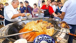 Street Food in Uzbekistan  1500 KG of RICE PLOV Pilau  Market Tour in Tashkent [upl. by Adnyc]