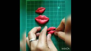 Fondant work  how to make fondant miniature  Fondant lips  fondant baking cooking [upl. by Yeknarf428]