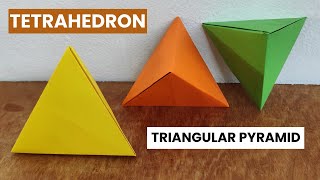 Tetrahedron Triangular Pyramid Origami  How to make 3D Triangular Pyramid Tetrahedron with A4 paper [upl. by Angelika]