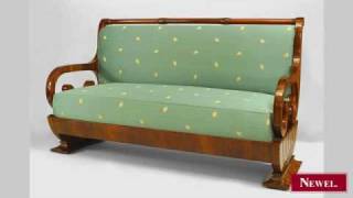 Antique Austrian Biedermeier walnut veneered settee with [upl. by Gnilrets]