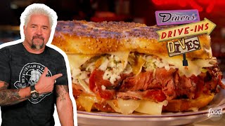 Guy Fieri Eats “World’s BEST” Pastrami Sandwich in Boston  Diners DriveIns amp Dives  Food Network [upl. by Selima840]