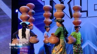 San San Group carry pots on head Audition  Myanmars Got Talent 2017 Season 4 ျမန္မာ [upl. by Ynad124]